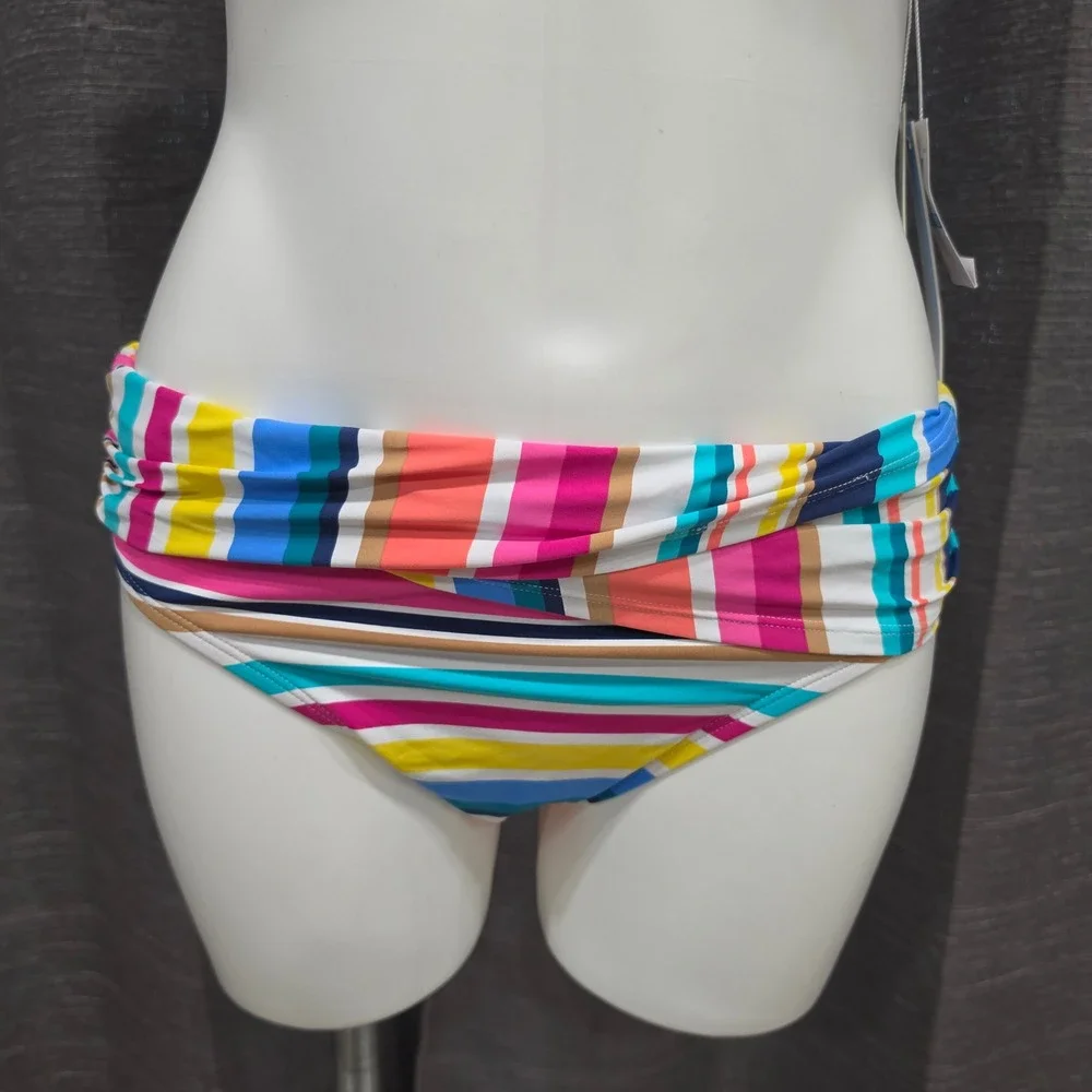 Bleu Rod Beattie Women Multicolor‎ Striped Underwire Bikini Set 36D Size 10 NWT